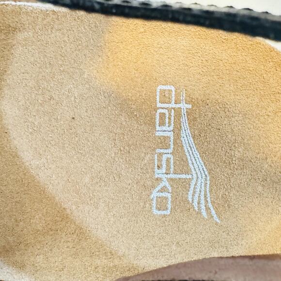 Dansko Sandals Womens 11.5 Black Leather Slingback Low Wedge Buckle Comfort - Picture 11 of 13